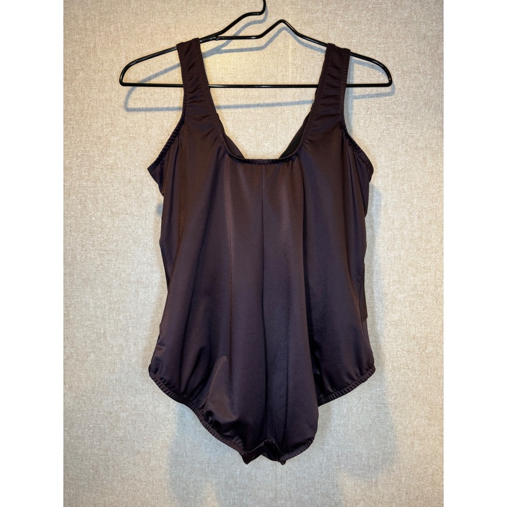 Miraclesuit Estilo Cocoa Brown Twist Front One Piece Swimsuit Slimming Size 16W - Picture 2 of 9